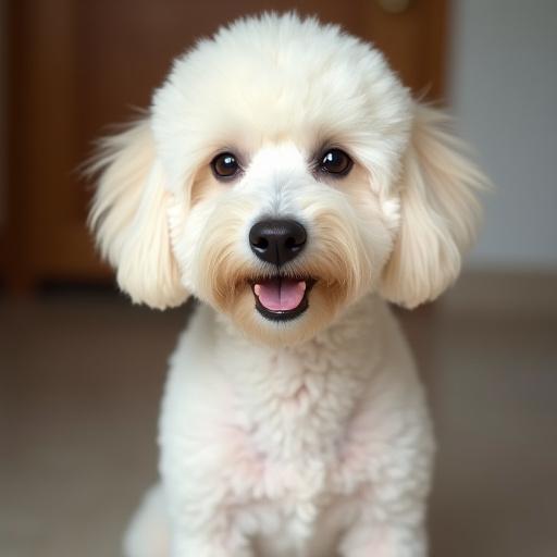 A fluffy poodle before grooming.