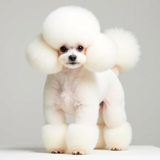 Poodle with a fresh, stylish haircut.